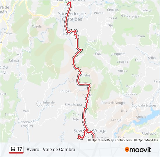 Mapa da linha do autocarro 17.