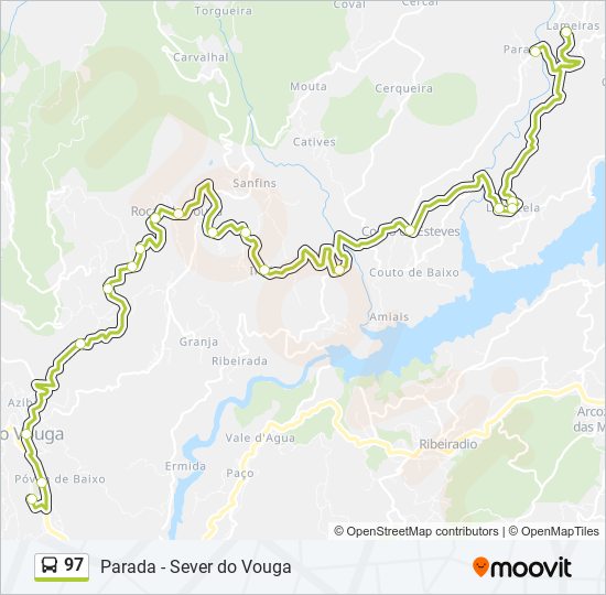 Mapa da linha do autocarro 97.