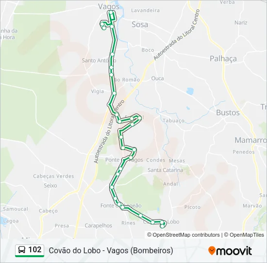 102 Bus Line Map