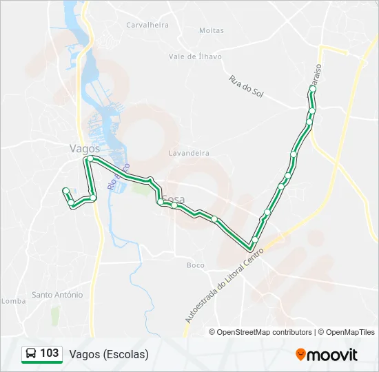103 Bus Line Map