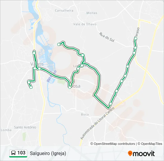 103 Bus Line Map