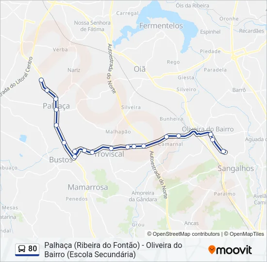 80 Bus Line Map
