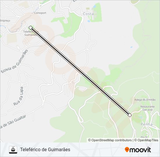 Mapa da linha do teleférico TELEFÉRICO DE GUIMARÃES.