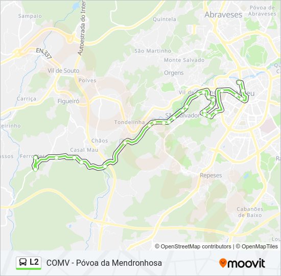Mapa da linha do autocarro L2.