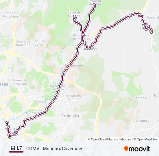 Mapa da linha do autocarro L7.