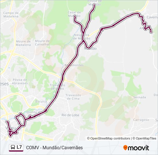 Mapa da linha do autocarro L7.