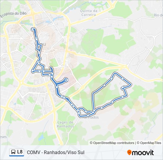 Mapa da linha do autocarro L8.