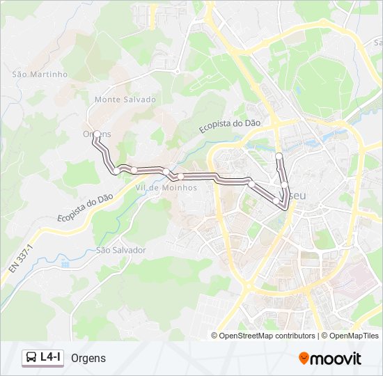 Mapa da linha do autocarro L4-I.