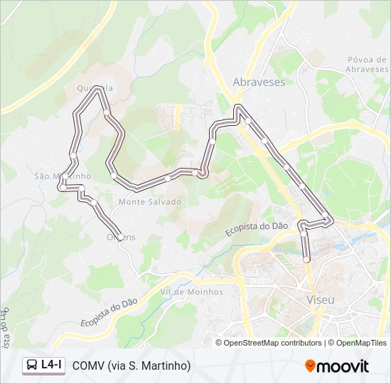 Mapa da linha do autocarro L4-I.