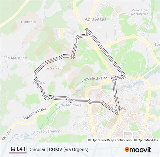 Mapa da linha do autocarro L4-I.