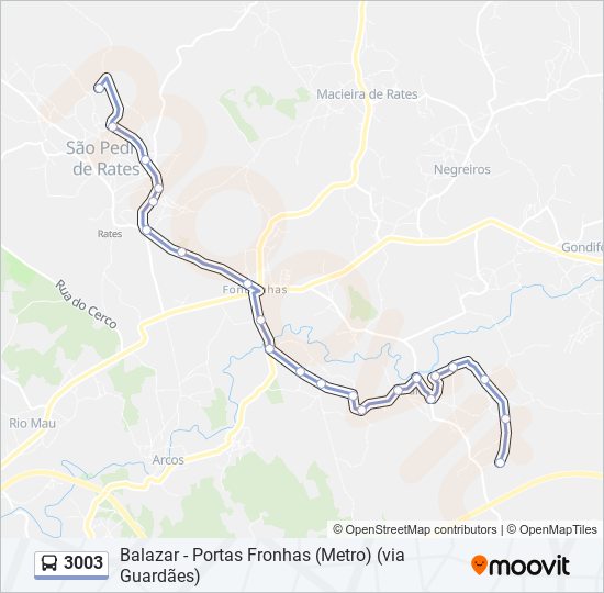 Mapa da linha do autocarro 3003.