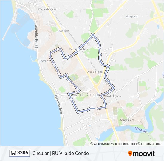 Mapa da linha do autocarro 3306.