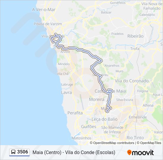Mapa da linha do autocarro 3506.