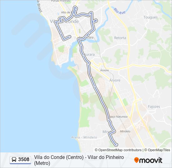 Mapa da linha do autocarro 3508.