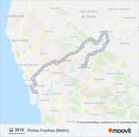 Mapa da linha do autocarro 3515.