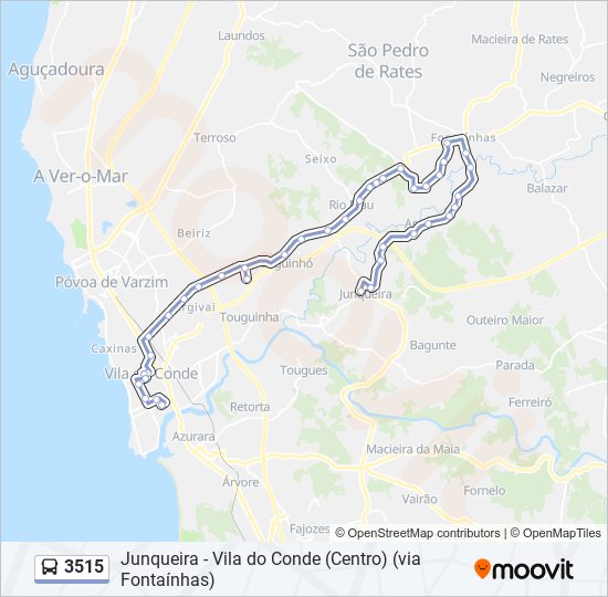 Mapa da linha do autocarro 3515.