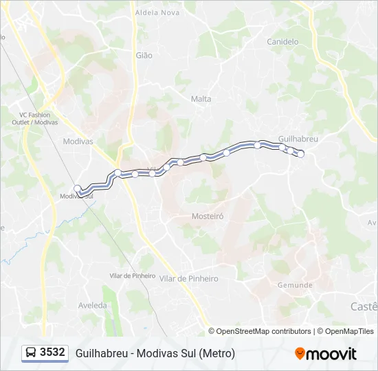 3532 Bus Line Map