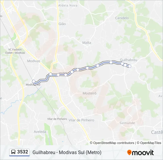 3532 Bus Line Map