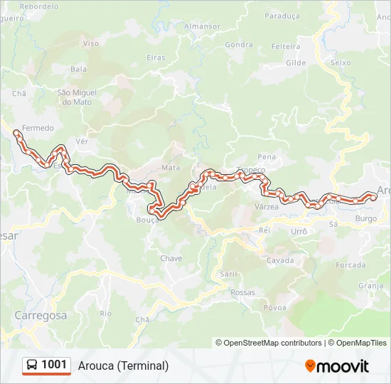 1001 Bus Line Map