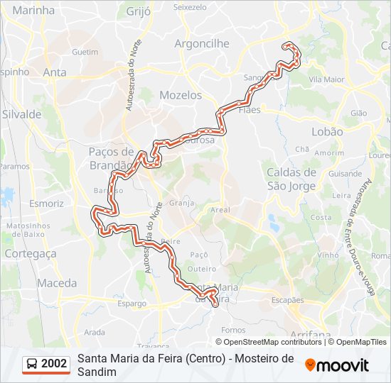 Mapa da linha do autocarro 2002.