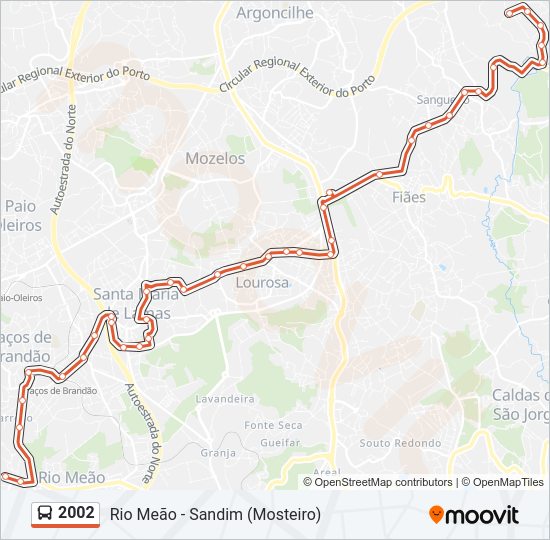 Mapa da linha do autocarro 2002.