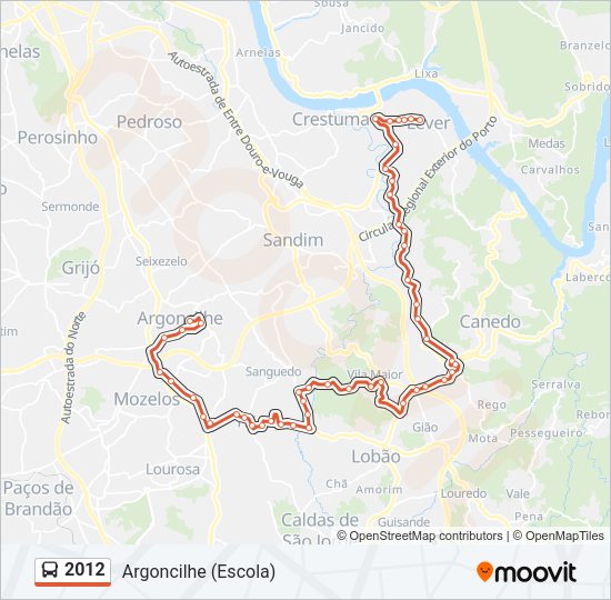 Mapa da linha do autocarro 2012.