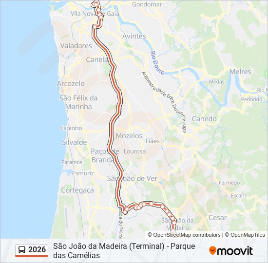 Mapa da linha do autocarro 2026.