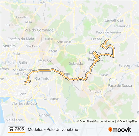 Mapa da linha do autocarro 7305.