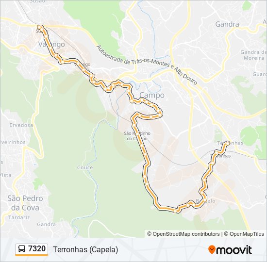 Mapa da linha do autocarro 7320.