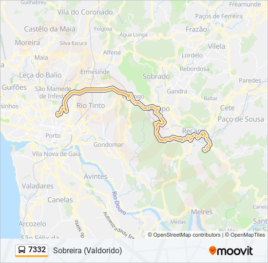 7332 bus Line Map