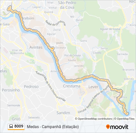 8009 bus Line Map