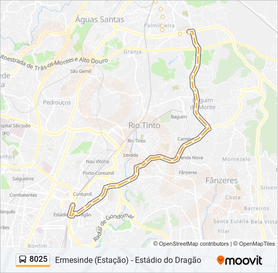 8025 bus Line Map