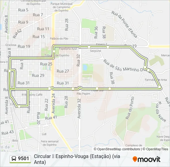 9501 Bus Line Map