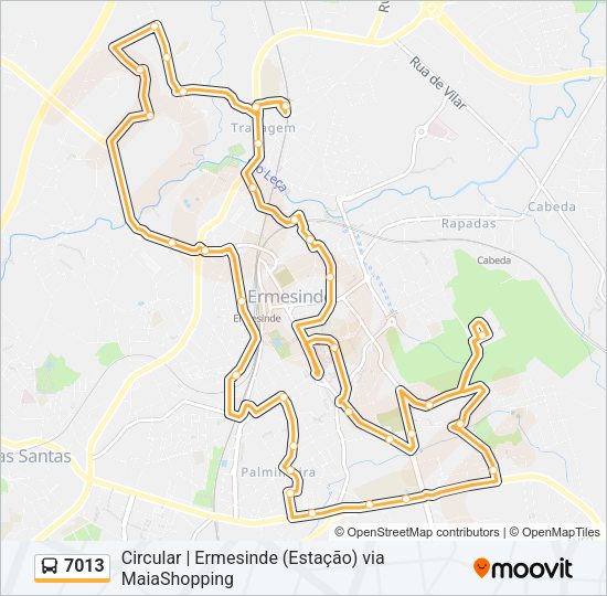 Mapa da linha do autocarro 7013.