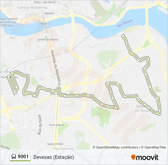 9001 Bus Line Map