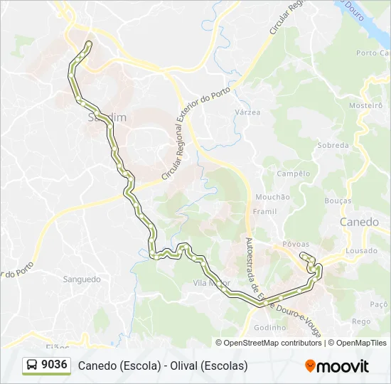 9036 Bus Line Map