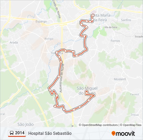 Mapa da linha do autocarro 2014.