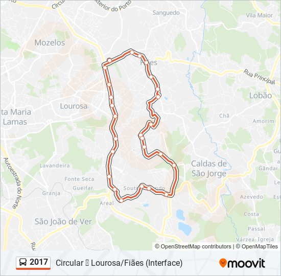 Mapa da linha do autocarro 2017.