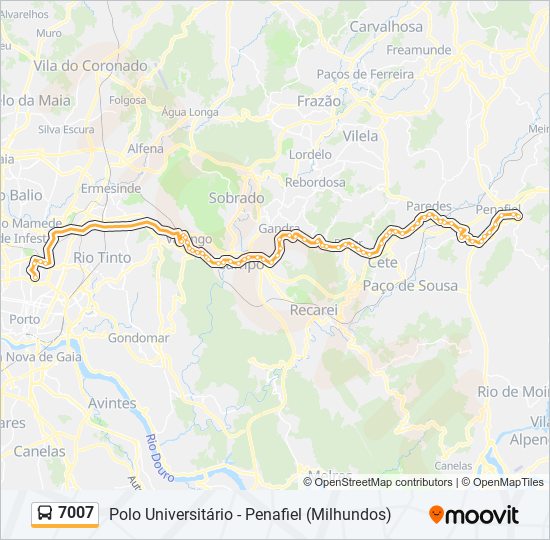 7007 bus Line Map