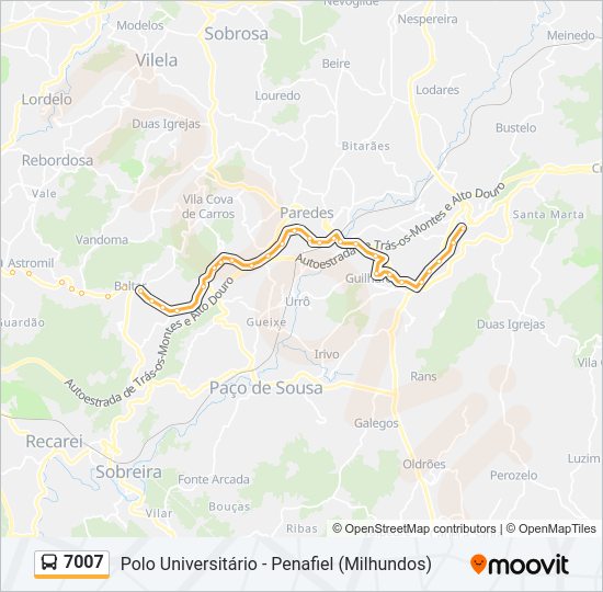 7007 bus Line Map