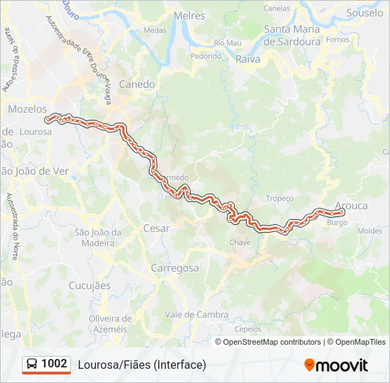 1002 Bus Line Map