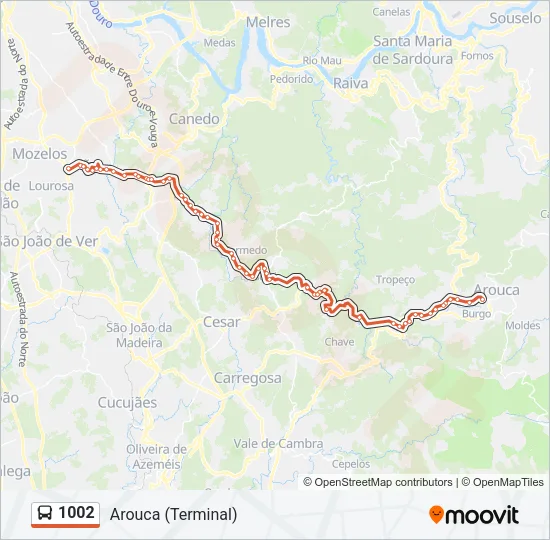 1002 Bus Line Map