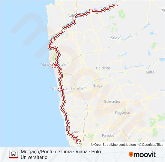 Mapa da linha do autocarro EXPRESSO.