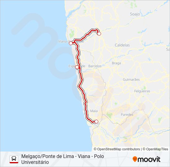 Mapa da linha do autocarro EXPRESSO.