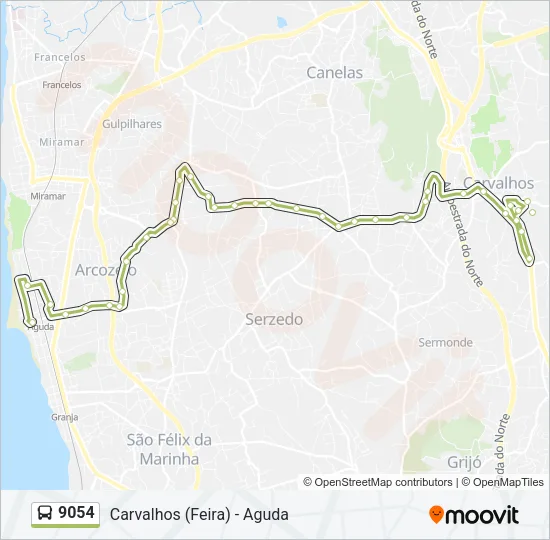 9054 Bus Line Map