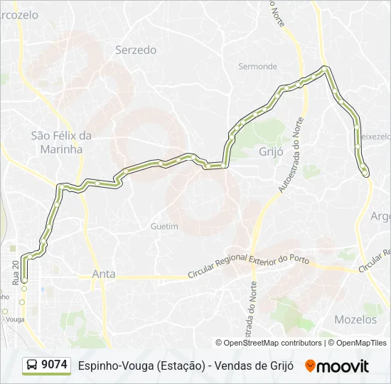 9074 Bus Line Map