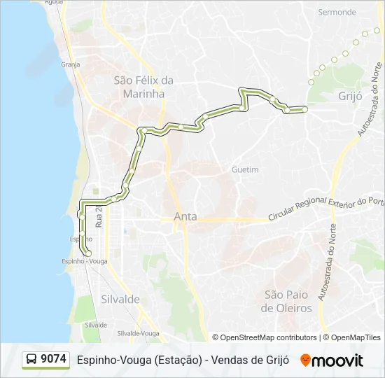 9074 Bus Line Map