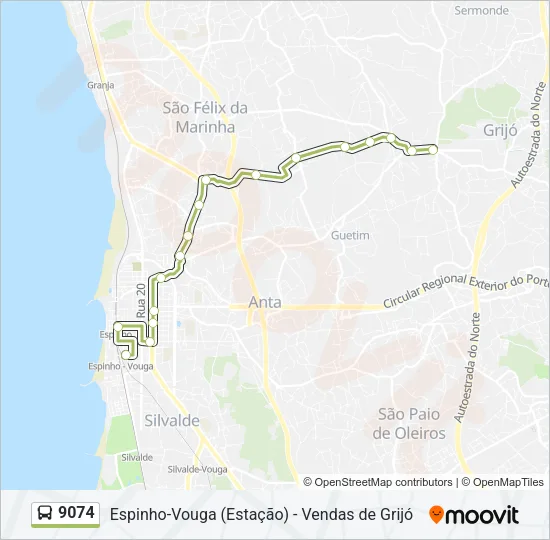 9074 Bus Line Map