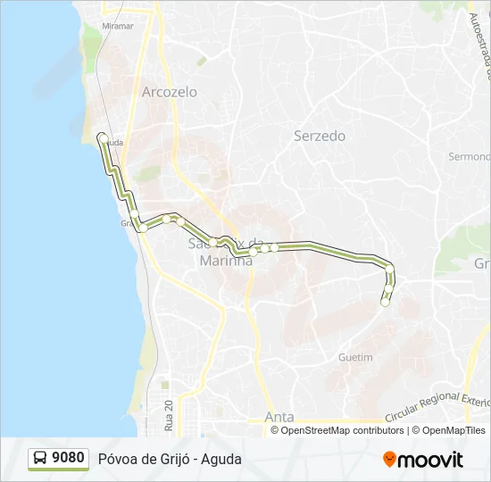 9080 Bus Line Map