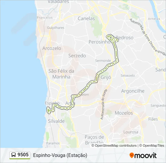 9505 Bus Line Map